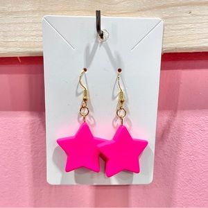 Pink star earrings
